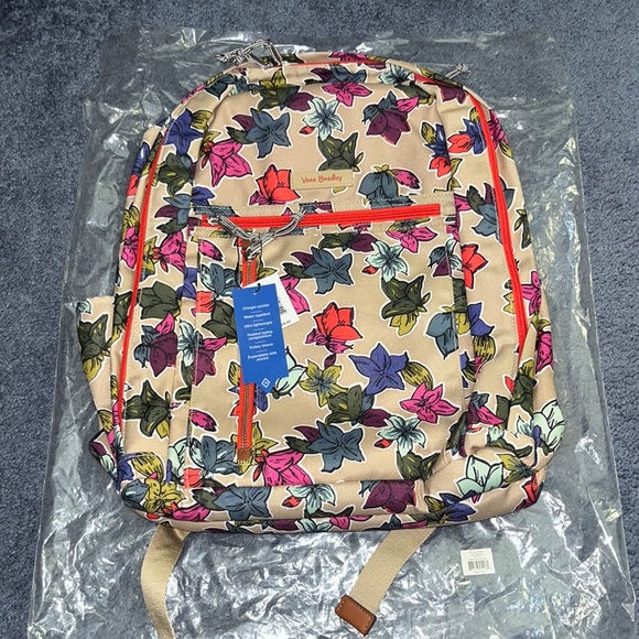 Vera Bradley Handbags - Vera Bradley Grand Backpack in Falling Flowers Neutral NWT